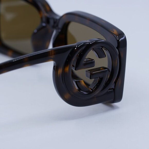 🕶️ New Gucci GG1325S 012 Sunglasses - Dark Brown Havana Frame - Picture 6 of 10